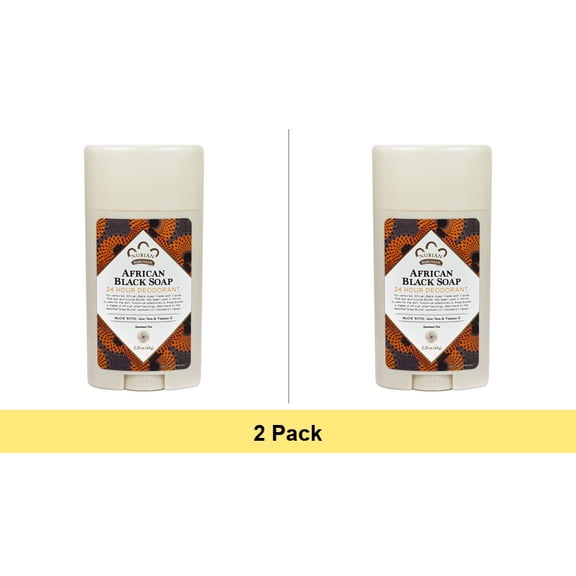 Nubian Heritage 24 Hour Natural Deodorant African Black Soap, 2.25 Oz - 2 Pack
