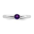 thumbnail image 4 of White Sterling Silver Ring Band Stackable Amethyst Round Purple, 4 of 5