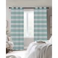 thumbnail image 3 of Boho Turquoise Stripe Blackout Curtains, Light Blocking Print Window Curtains, Abstract Geometric White Minimalist Thermal Insulated Window Drapes for Living Room 2 Panels, 55"W x 39"L, 3 of 9