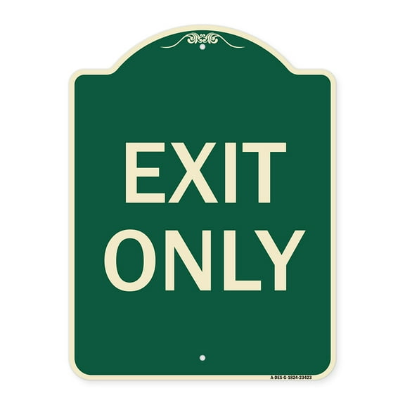 SignMission Designer Series Sign - Parking Lot Sign Exit Only | Green & Tan 18" x 24" Heavy-Gauge Aluminum Architectural Sign | Protect Your Business & Municipality | Made in the USA