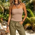 thumbnail image 2 of StSilkitty Womens Strapless Tube Tops Solid Color Sleeveless Ribbed Going out Tank Blouses Beach Vacation Casual Shirts, 2 of 8