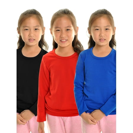UPC: 0885851524369 | Angelina Girls Brushed Fleece Long-Sleeve Crewneck Thermal Tops (3-Pack)
