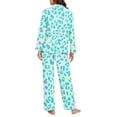 thumbnail image 4 of Garronmavis Teal Leopard Womens Pajama Set 2 Piece Pjs V Neck Button Down Sleepwear Lightweight Long Sleeve Loungewear Fall Winter Nightwear, 4 of 7