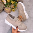thumbnail image 2 of CYMMPU Women's Breathable Knit Slip On Walking Sneakers, Lightweight Low Top Casual Daily Shoes Khaki 40, 2 of 8
