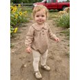 thumbnail image 4 of RUINIXCW Newborn Baby Girl Spring Fall Clothes Gingham Plaid Bubble Romper One Piece Outfit Ruffled Doll Collar  Long Sleeve Half Button Down Bodysuit Playsuit, 4 of 9
