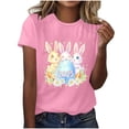 thumbnail image 5 of Ounisa T-Shirts à Manches Courtes pour Femmes Col Rond Imprimé Lapin de Pâques Tissu Doux Coupe Ample Printemps Été 2026 Mode Décontractée Quotidienne Confortable Tendance Basique Hauts P-2TG, 5 of 5