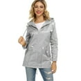 thumbnail image 3 of Xingqing Women Lady Hooded Thick Jacket Long Sleeve Drawstring Design Windbreaker Coat, 3 of 4