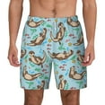 thumbnail image 3 of Uemuo Cute Otters Pattern Mens Swim Trunks Quick Dry Board Shorts with Mesh Lining, Stretch Beach Shorts Quick Dry No-Chafing Board Shorts-Large, 3 of 9