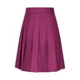 thumbnail image 6 of Women's Pleated Skirts Vintage Solid Color Knee-Length Long Skirts High Waist Casual Mid Length A-Line Skirts, 6 of 9
