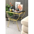thumbnail image 1 of Black Marble Side Table with Gold Metal Legs, Modern Style Faux Marble Nightstand, Modern Coffee Table Gold Side Details,End Table with Storage Shelf,Accent Table,Entryway Table, 1 of 1