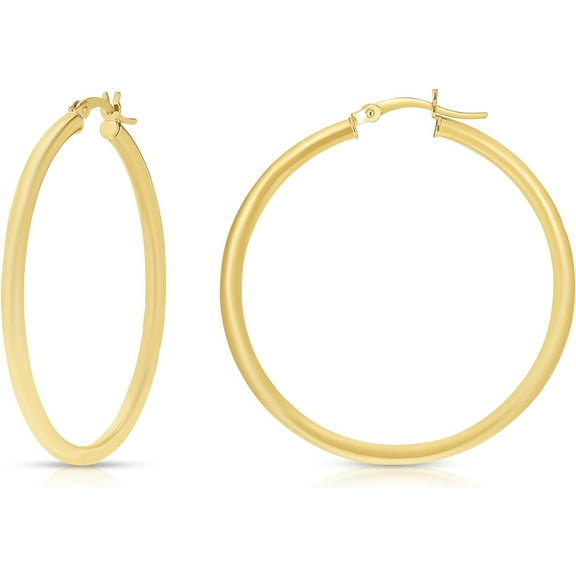 Floreo 10k Yellow Gold 2.5mm High Polish Round Tube Hoop Earrings