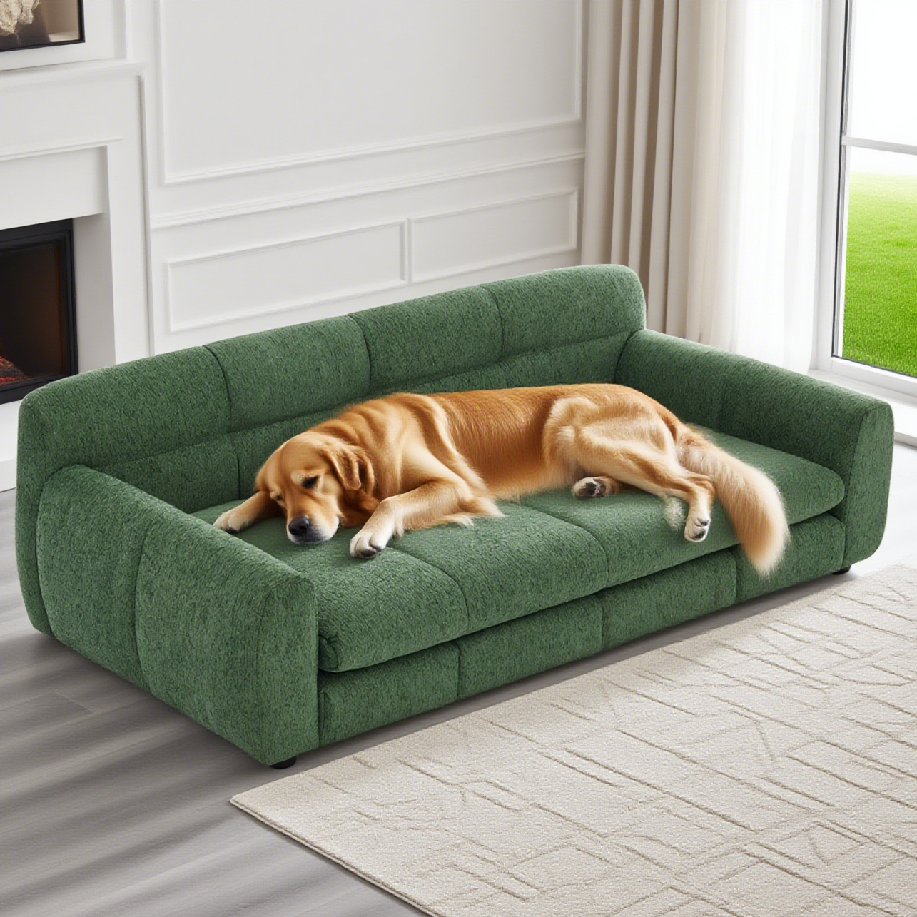 Jakoola 51" Extra-Large Pet Bed Couch, Big Dog Sofa for Large and Oversized Dogs, 43.5" Seat Width, Green