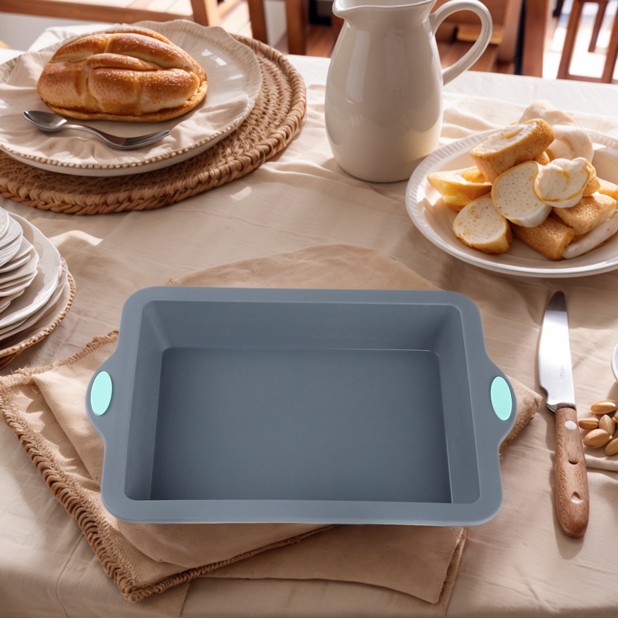 Unique Bargains 3 Packs Nonstick Silicone Baking Pans Gray 13.0*9*2.1in