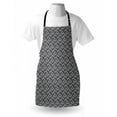 thumbnail image 4 of Dark Grey Apron, Illustration of Drop Like Nested Round Motifs Peacock Feathers Inspired, Unisex Kitchen Bib with Adjustable Neck for Cooking Gardening, Adult Size, Dark Grey and White, by Ambesonne, 4 of 4