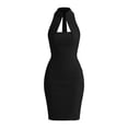 thumbnail image 4 of XiYing Robe Midi Élégante à Col Montant pour Femme, Robe de Cocktail Sans Manches Extensible et Infroissable avec Découpes et Goutte d'Eau pour Soirées Cocktail et Rendez-Vous, Taille Ajustée avec Silhouette de Sablier, S-TTG,, 4 of 8