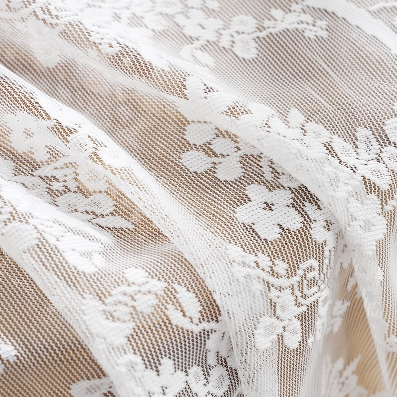 NICETOWN Vintage Lace Curtain 2 Panels Romantic Boho Rod Pocket Floral Sheer Drapes for Living Room & Bedroom, 52"x84", White