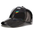 thumbnail image 5 of CANKER Women Men Faux Leather Baseball Cap Glitter Metallic Holographic Rainbow Reflective Hip Hop Adjustable Strapback Peaked Hat, 5 of 14