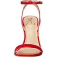 thumbnail image 2 of Sam Edelman Orchid Red Square Toe Buckle Ankle Strap Lofty Stiletto Heel Sandals (Ruby Red, 5), 2 of 6