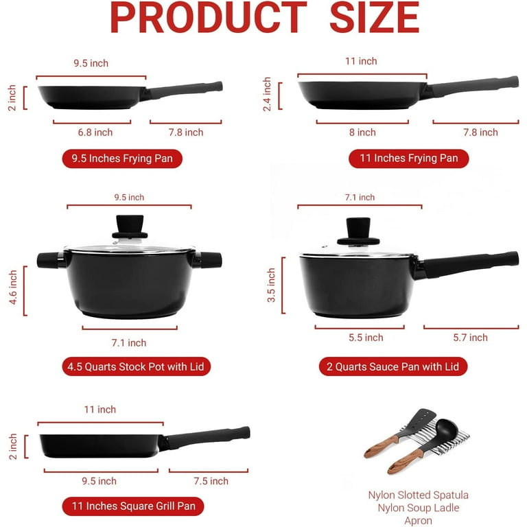  Sakuchi Nonstick Saute Pan with Lid - 9.5 Inch Black Granite  Deep Frying Pan with Lid for Effortless Cooking and Deep Frying, Suitable  for All Stoves, Induction Compatible, PFOA Free: Home