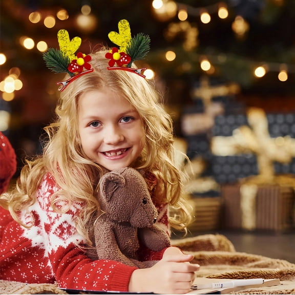 Christmas Deer Antlers Hair Clip, Children's Holiday Headpiece, Deer Ears Bow Hair Clip, Xmas Gift Hair Accessory for Kids, Cute Christmas Clip