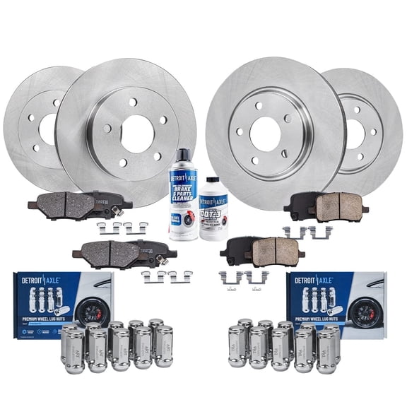 Detroit Axle - Brake Kit for Chevrolet Malibu Saturn Aura Pontiac G6, Disc Brake Rotors Ceramic Brake Pads Wheel Lug Nuts Replacement: 11.65'' inch Front Front & 10.63'' inch Rear Rotor