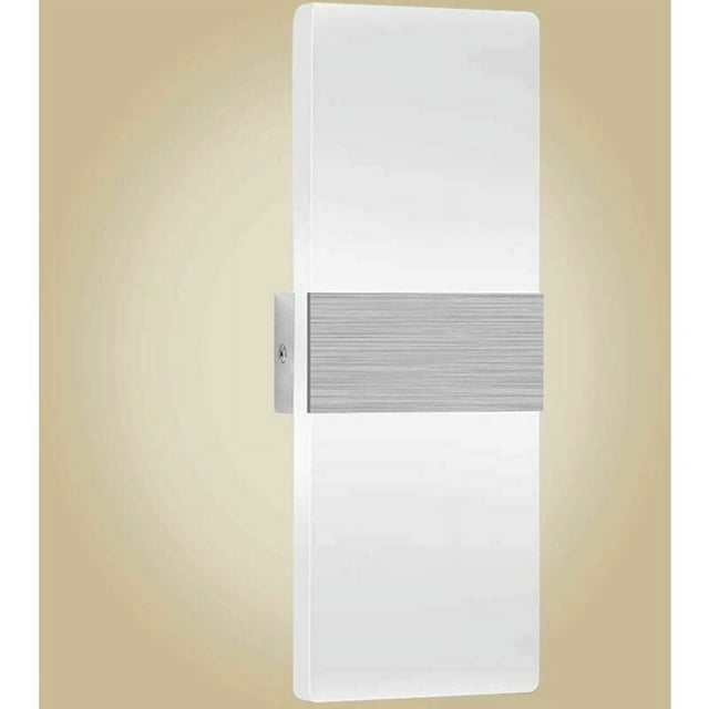 Lámpara de pared LED de 12 W, diseño moderno, luces de pared arriba y abajo, lámpara de pared interior, lámpara de pared acrílica, luz de noche, blanco frío