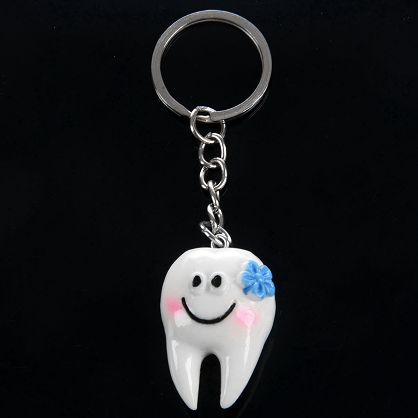 60 Pcs Keychain Key Ring Hang Tooth Shape Cute Dental Gift