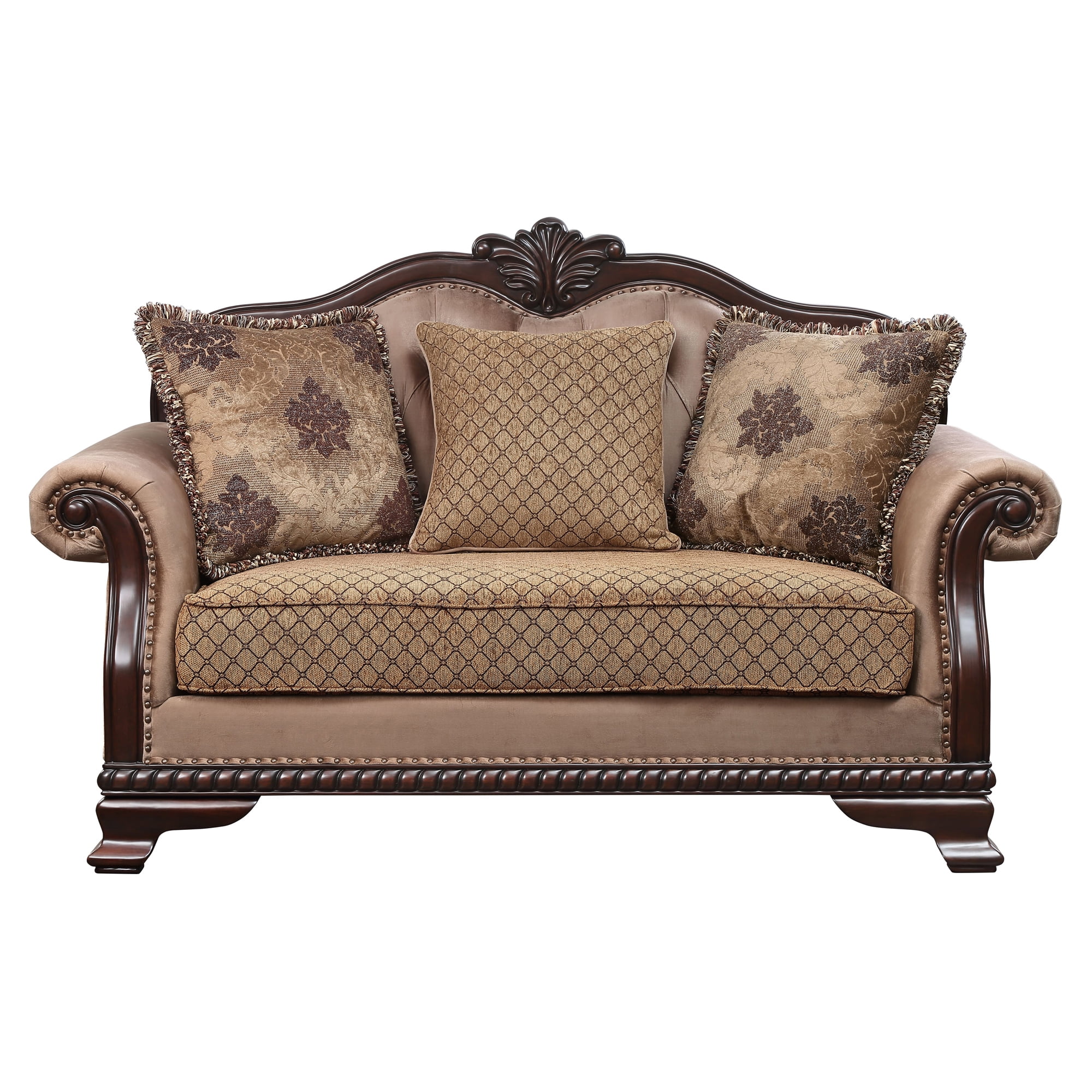 Acme Chateau De Ville Loveseat with 3 Pillows in Espresso