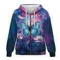 thumbnail image 4 of Uorisanigo Blue Butterfly Flower Womens Full Zip Up Hoodies Warm Polyester Long Sleeve Womens Loose Zipper Sweatshirt Drop Shoulder Oversized Fall Trendy Outfits Size M, 4 of 7