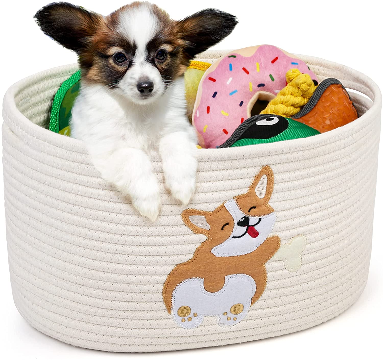 woven dog toy basket