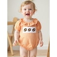 thumbnail image 6 of BemeyourBBs Baby Girl Plaid Romper Round Neck Short Sleeve Bubble Ruffle Jumpsuit, 6 of 9