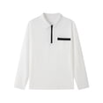 thumbnail image 6 of sdhkgrrt Men's Collared Long Sleeve Zipper Pullover Fall Winter Casual Basic Tops Fashion Trendy Work Business Outfits Clothes, White S, 6 of 6