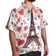 thumbnail image 2 of Eiffel Tower Valentine's Day Men's Short Sleeve Shirts, Casual, Printed, Button Down, Beach Shirt - Spread Collar Tops for Summer Beach Fun, 2 of 6