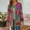 thumbnail image 4 of Relanfenk Winter Fall Cardigan for Women Vintage Ethnic Style Floral Print Long Sleeve Plus Size Cotton Jacket Coat Tops, 4 of 8