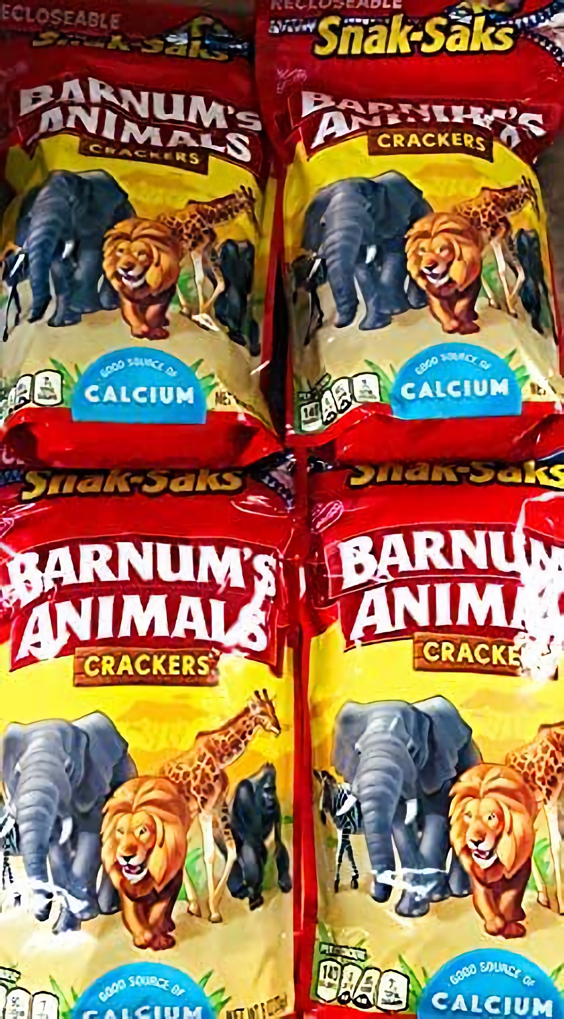 Nabisco Barnum's Animal Crackers, SnackSaks, 8oz Bag (Pack of 4) SET