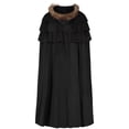 thumbnail image 4 of UTSJKR Unisex Full‑Length Medieval Cloak with Faux Fur Trim Hood and Tiered Shoulder Panels for Renaissance Fantasy Larp Halloween Cosplay Outfit Black, 4 of 5