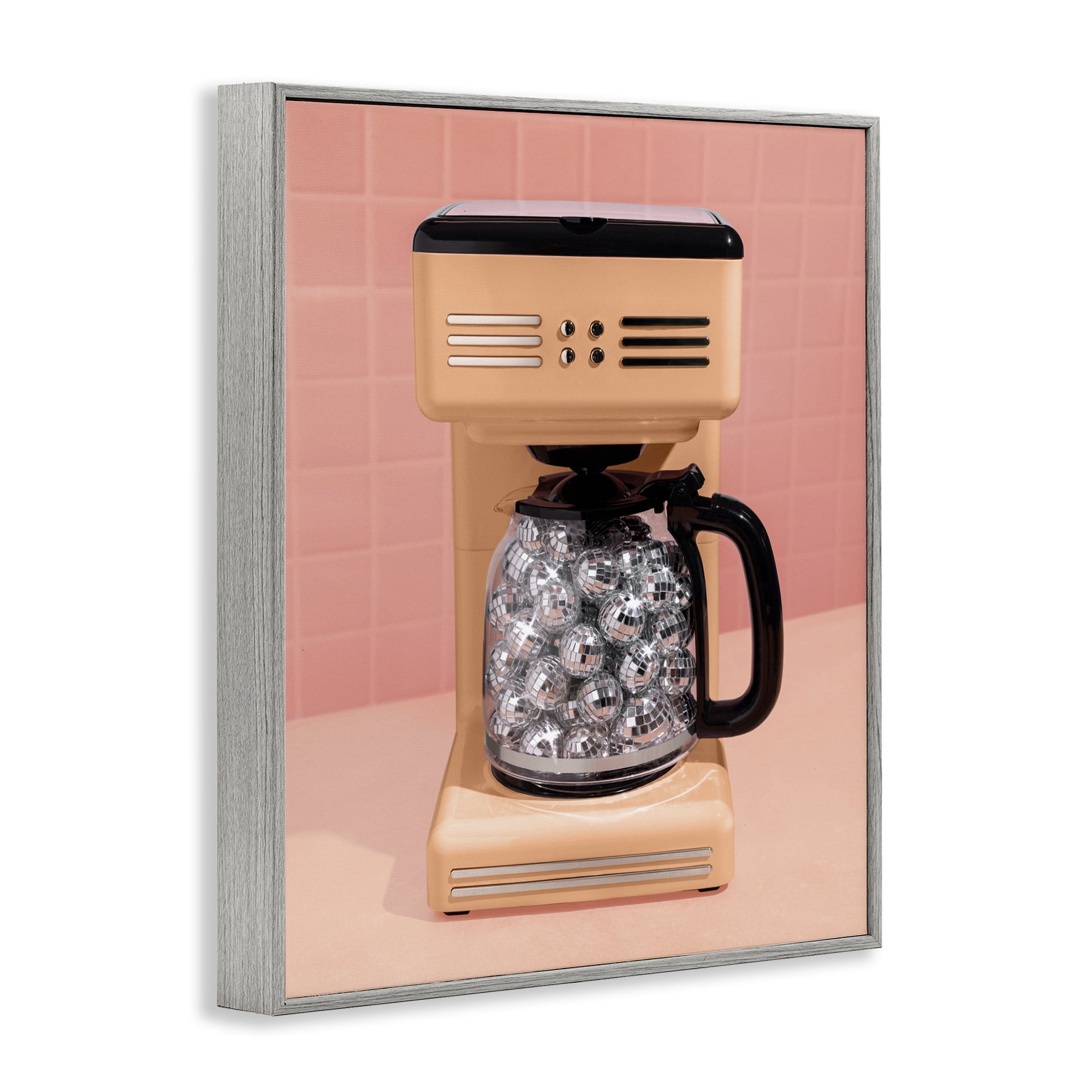 Stupell Industries Disco Coffee Maker over Orange Gray Framed Giclee Art, design by LISH Creative