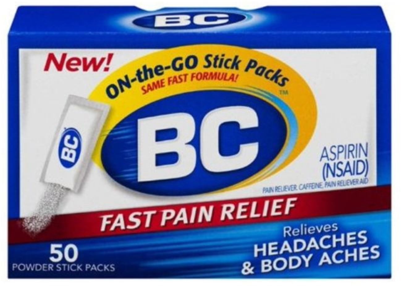 BC Original OntheGo Fast Pain Relief Powder Stick Packs Aspirin 50 ea