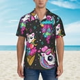 thumbnail image 2 of Kll Men'S Hawaiian Shirt Short Sleeve Button Down Beach Shirts-Rainbow Unicorn And Cat Icecream, 2 of 7
