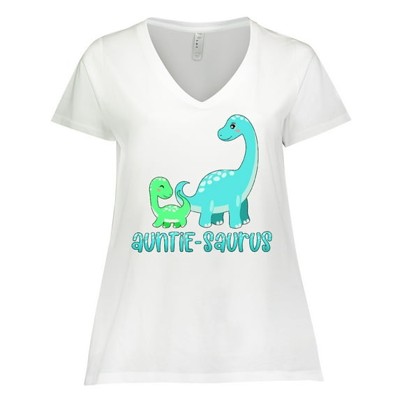 Inktastic Auntie-saurus Cute Brontosaurus Family Women's Plus Size V-Neck T-Shirt
