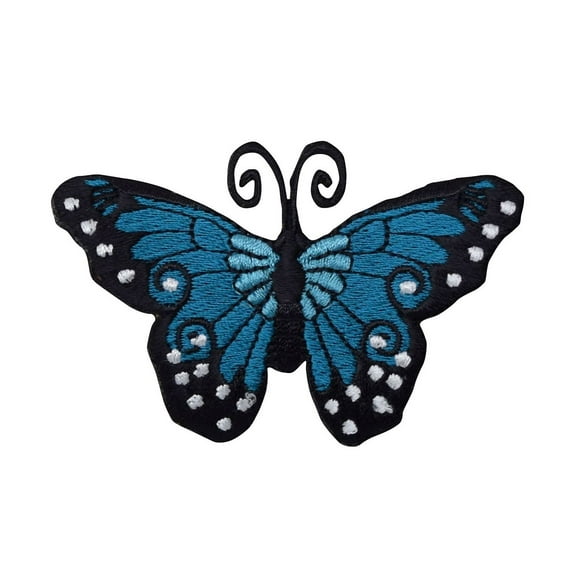 Teal/Black Butterfly - Iron on Applique/Embroidered Patch