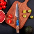 thumbnail image 2 of Fukep Kitchen Utility Knife, 5 Inch Paring Knife Sharp-edged Damascus Paring knife VG10 Core Steel With 67 Layers High Carbon Steel - Ergonomic Blue Handle - Small Fruit Knife, 2 of 7