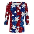 thumbnail image 4 of Xdegoge Save for Later List Patriotic Shirts for Women 3/4 Sleeve Fourth of July Shirts Crew Neck Usa Shirt American Flag Tee Shirt Summer Fashion Tops Striped Stars Blouses Going Out Tops, 4 of 5