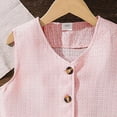 thumbnail image 4 of UngA Girls Button Down V Neck Sleeveless Tank Top and Shorts Set Cute Two Piece Summer Outfits for Kids 11-12 Years,Pink, 4 of 7