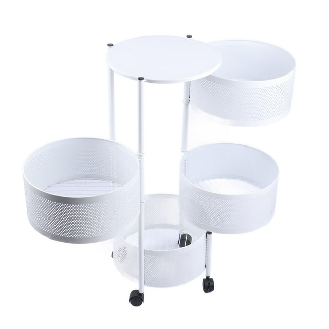 Estante de Almacenamiento Giratorio Para Cocina, Sin Montaje, Cestas de Almacenamiento de frutas y Verduras con 4 Ruedas, Estante de Almacenamiento Giratorio de Varias Capas