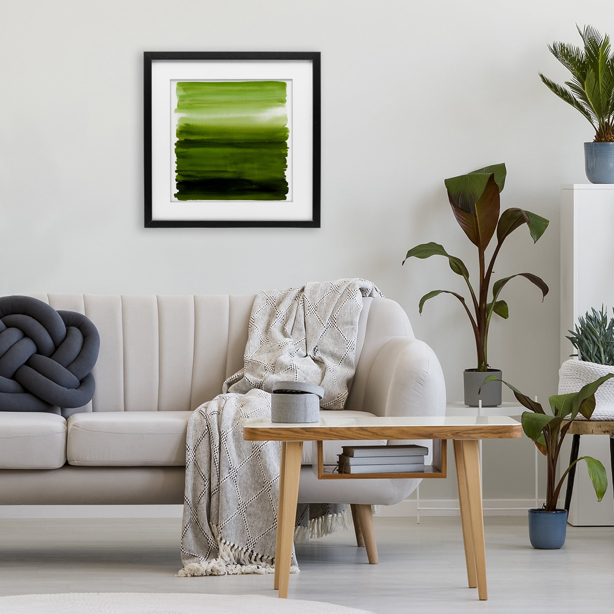 Stupell Industries Earthy Green Ombre Black Framed Print Under Glass, design by Allie Corbin
