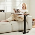 thumbnail image 5 of MCQ Overbed Table, Height Adjustable Rolling Cart with Metal Frame, Brown Mobile Desk for Bedroom, Office, and Hospital Use​, 5 of 6