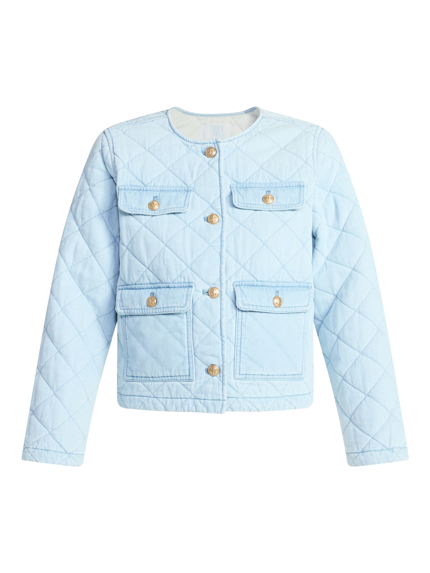 Time and Tru Women's Quilted Cotton Jacket, Sizes XS-XXXL