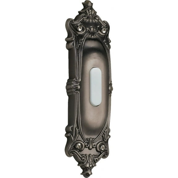 7-310-92 Quorum Lighting Accessory - Opulent Oval Door Chime Button In Traditional Style-6 Inches Tall and 1.5 Inches Wide-Antique Silver Finish
