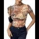 thumbnail image 2 of Top Corto de con Estampado para Mujer, Corta, Cuello Alto, Ajustado, con Ribete en Forma de Lechuga, Transparente, para Salir Ámbar L, 2 of 9
